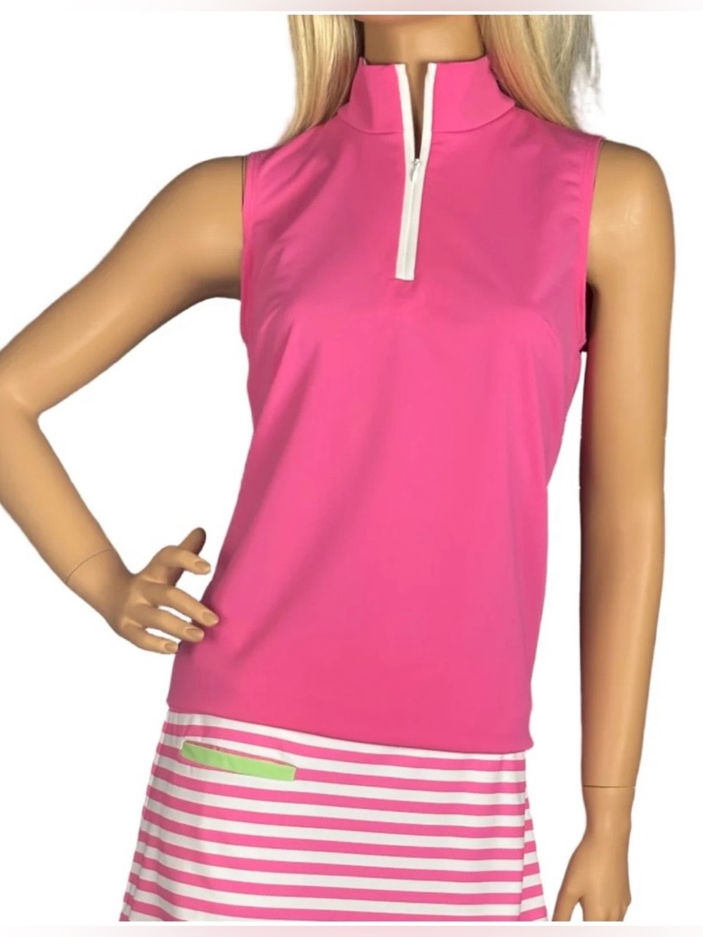 MM Mellym  Delray Pink/White Golf Top Size XS